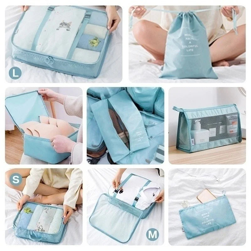 8Pcs/Set Organizer Bags for Travel Organizer Bags Accessories Luggage Suitcase Organizer Waterproof Wash Bag Clothes Storage